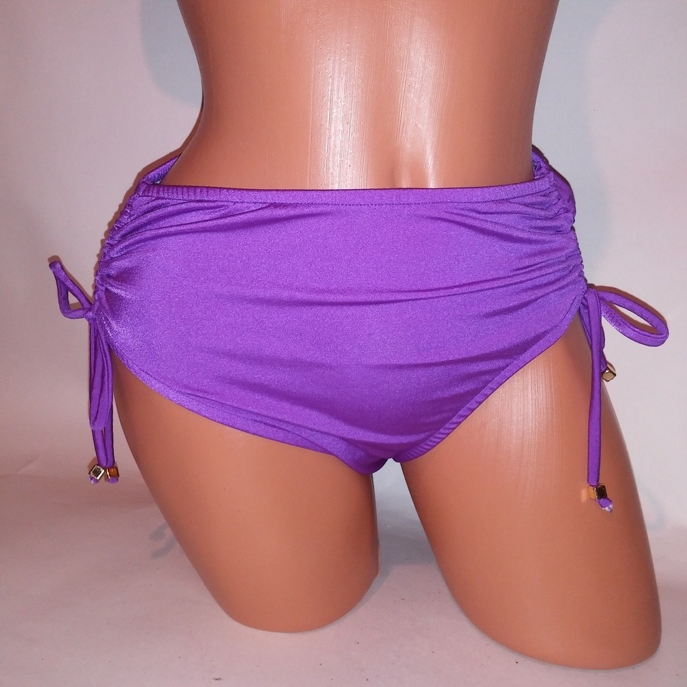 Venus Swim Bikini Bottom Size 8 Full Coverage Fuchsia Purple Shimmer Side Tie
